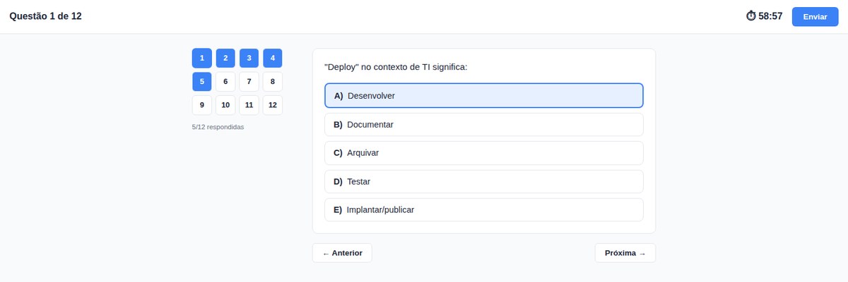 Tela do aluno respondendo uma prova online no NotaCerta